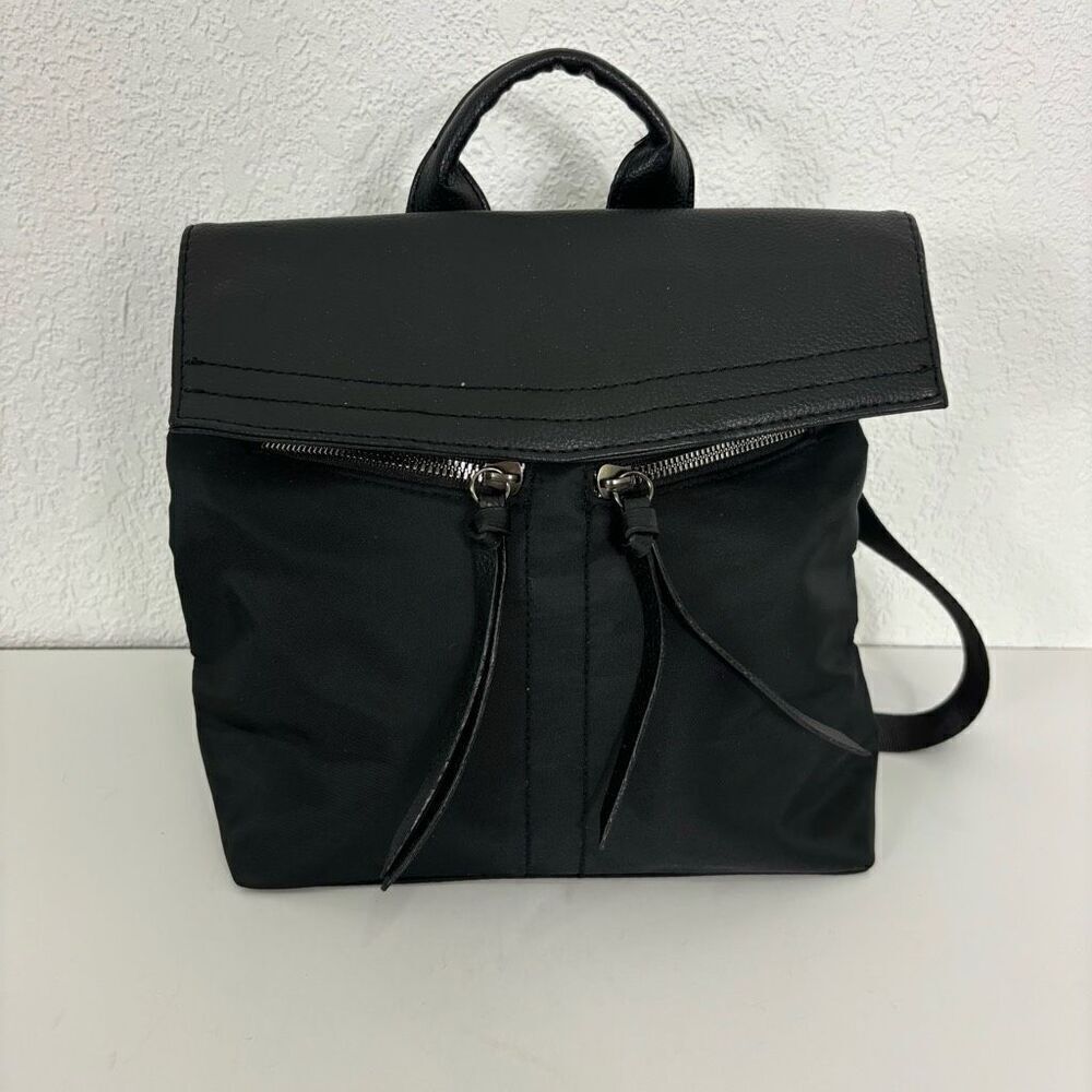 Botkier Black Faux Leather and‎ Nylon Small Backpack